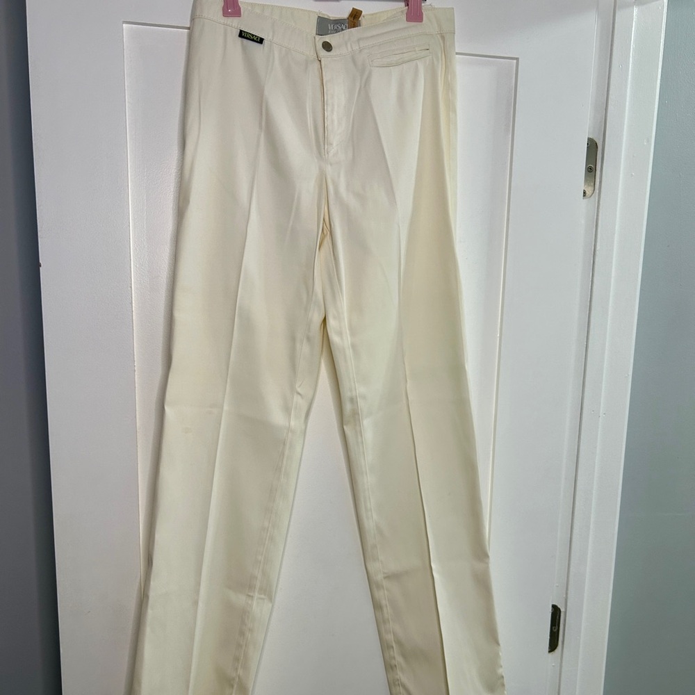 Versace Men's Elegant Cream Dress Pants